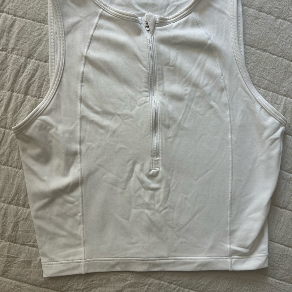 Aritzia White Zip-Front Tank Top